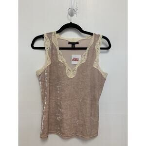 Y2K Banana Republic Women's Pink Velvet Lace Detailing Tank Top Size M